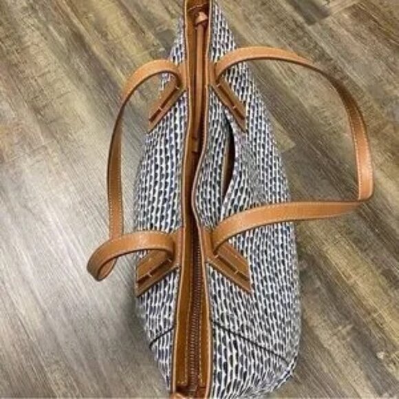 Fossil Stylish Blue and Brown Tote Bag 11x12” - Picture 5 of 13